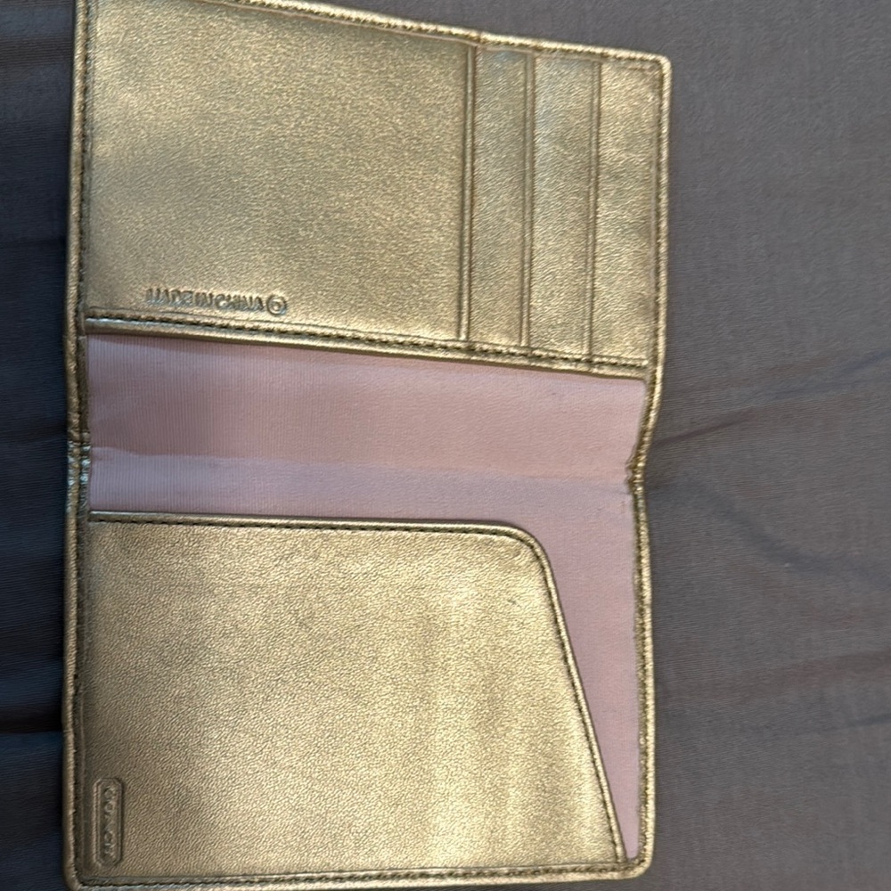 Coach Gold and Pink Minimalist Wallet